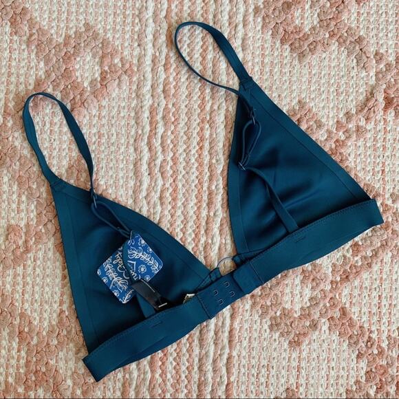 Dark Teal Free People x Revolve Oh Scuba Triangle Cup V-Neck Ring Bralette XS - Picture 2 of 5